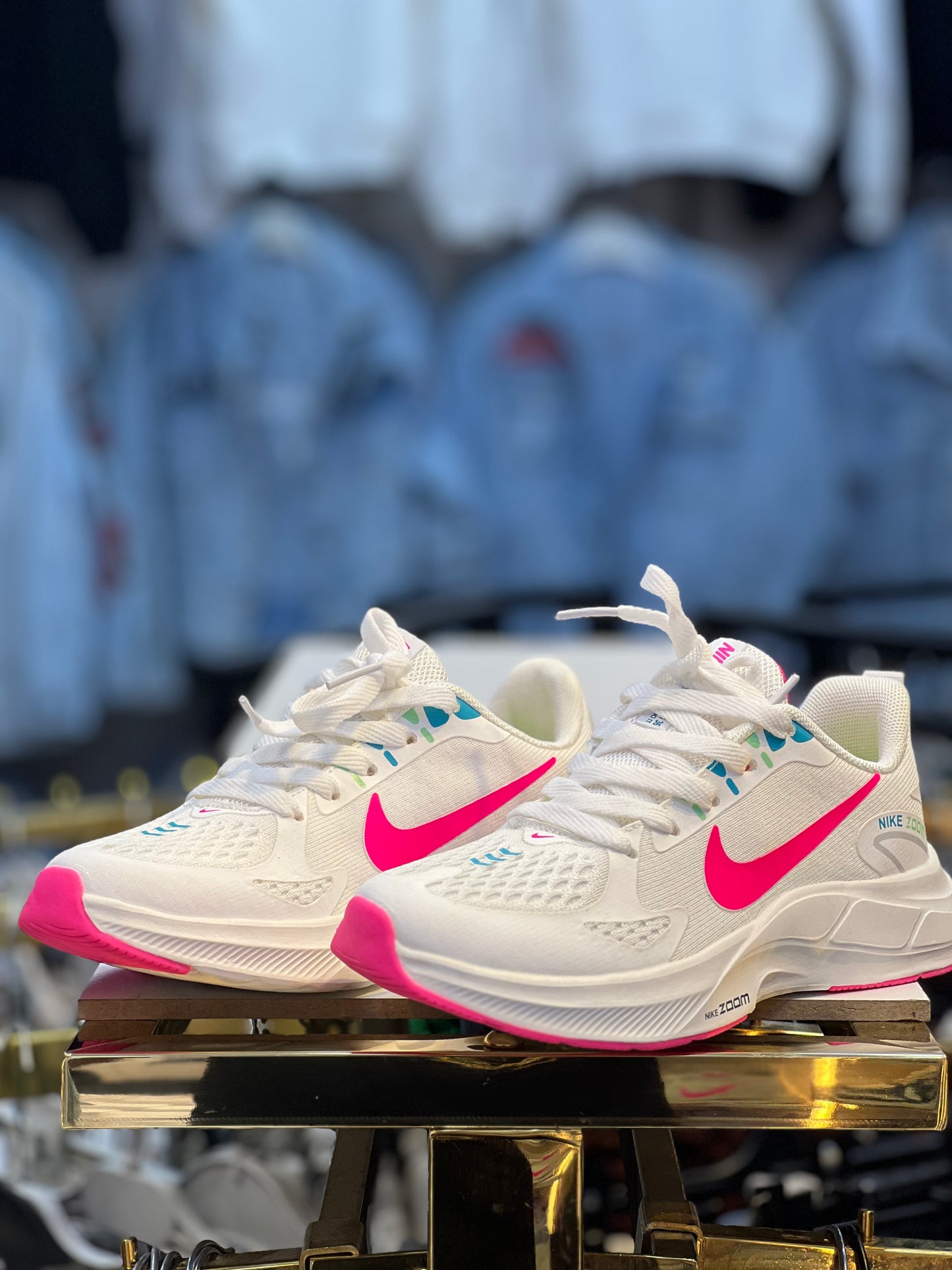 nike zoom blanc rose1